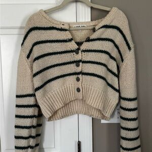 Cozy Striped Cardigan in Cream and Black